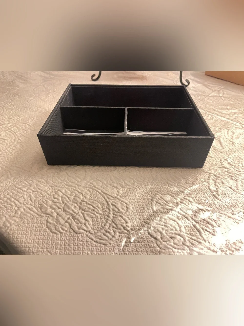 Two Zebra Print Fabric Drawer Organizer & Chevron Jewelry Organizer.